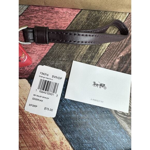 Coach F34316 Red Coated Canvas Baby Bouquet Corner Zip Wristlet Purse Wallet NWT - Picture 6 of 11